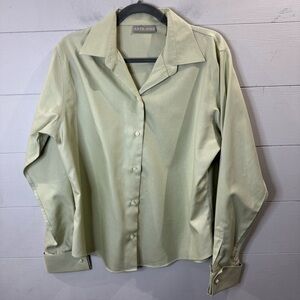 Kate Hill | Women’s Sage Green Button-Up Shirt Size 14
